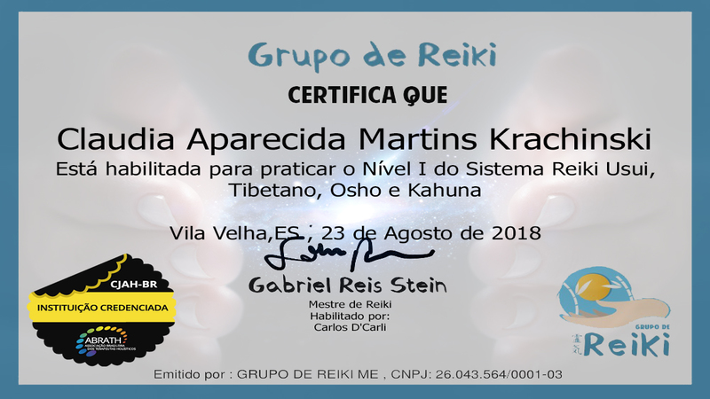 Certificado do curso de reiki