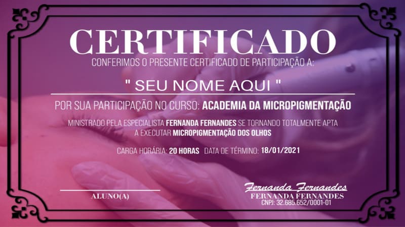 curso academia da micropigentação da Fernanda Fernandes